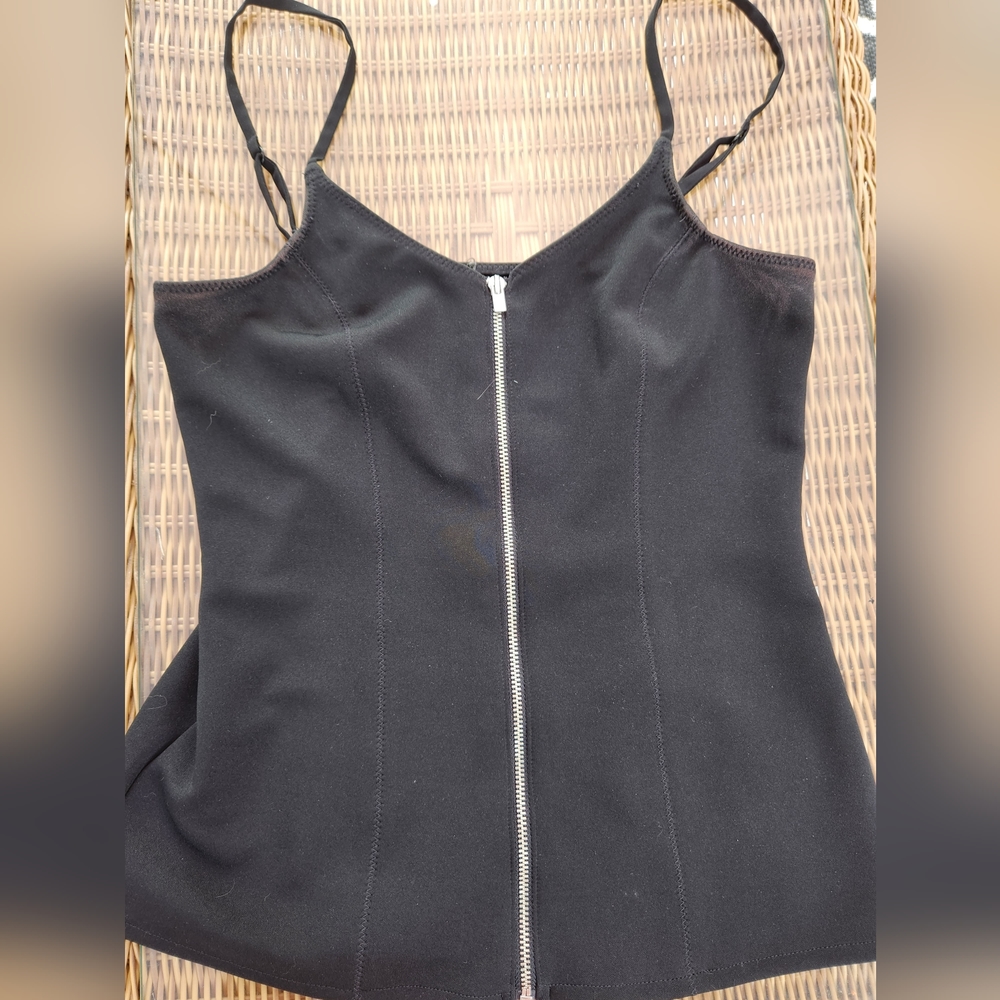EXPRESS zippered black tank top in size small
